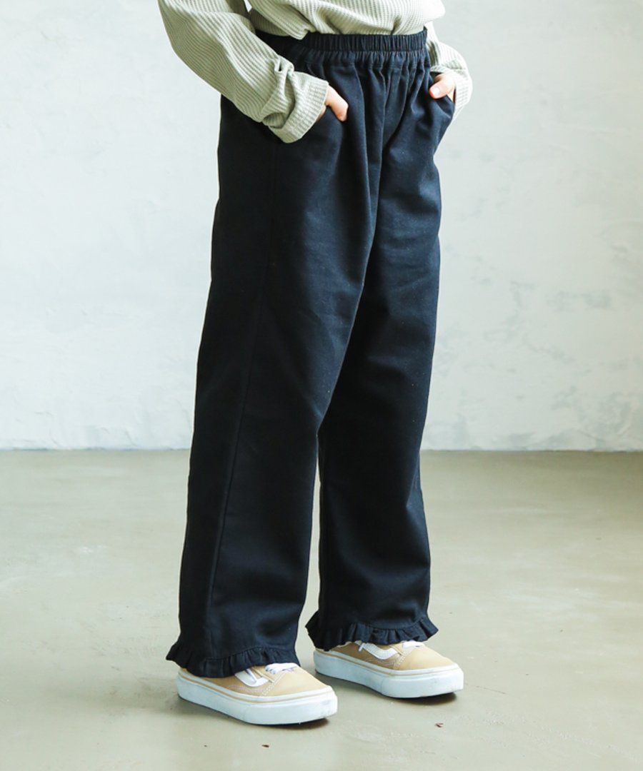 日本 PAIRMANON - 荷葉造型寬褲-深咖啡