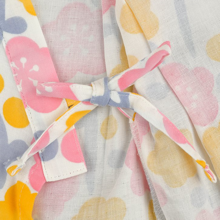 akachan honpo - 兩件式甚平-小花-米白色