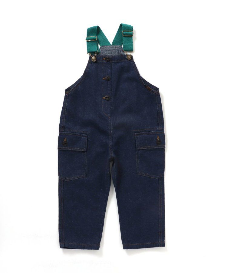 日本 BREEZE - 時髦工裝風可調長度吊帶褲-奶油白