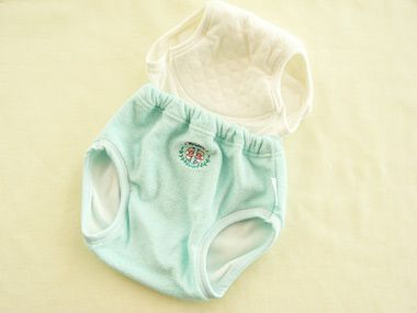 日本 Chuckle Baby - 日本製六層學習褲-天使刺繡-水藍-分離式