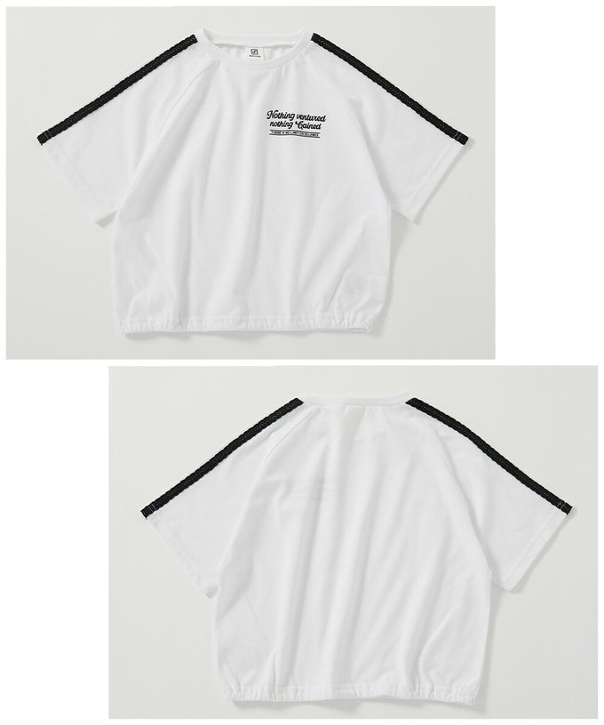 日本 devirock - 女孩運動風設計款短袖上衣-CHARMER-黑x白