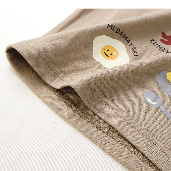 日本 ZOOLAND - 美味印花格紋拼接長袖上衣-灰