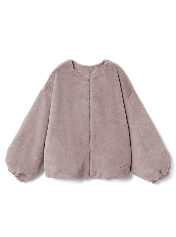 日本 GRL - 超柔軟刷毛圓領外套-煙燻粉 (F)