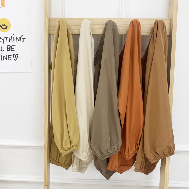 純色冰絲棉質防蚊褲/空調褲-卡其色