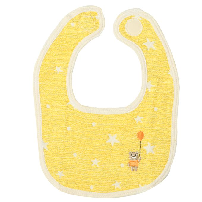 akachan honpo - 四層棉紗圍兜3入組-週年紀念小熊-米白色 (70~95cm)