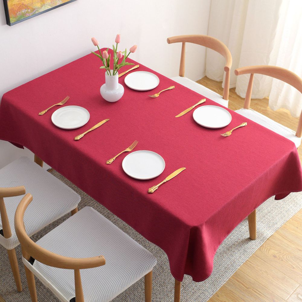 棉麻防水防髒桌布-紅色