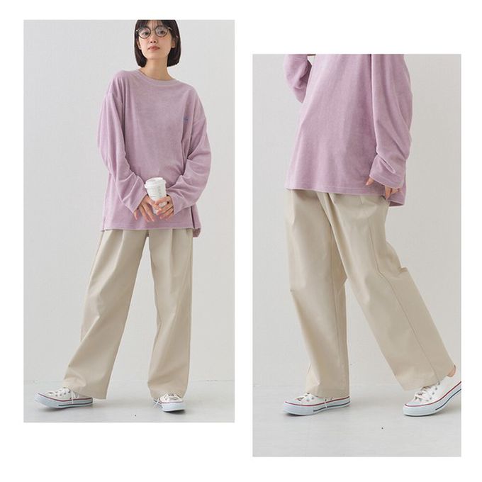 日本 OMNES - 率性感打褶後鬆緊高腰寬褲-咖啡