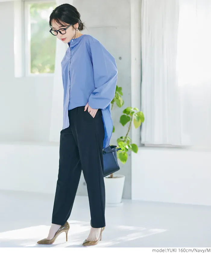 日本 COCA - 高領針織背心+前短後長襯衫2件組-黑