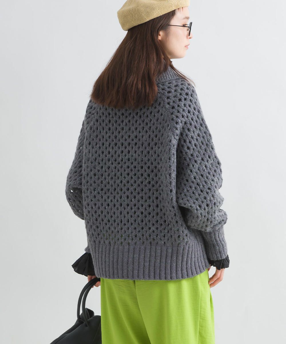 日本女裝代購 - 馬海毛觸感翻領粗針織外套-白