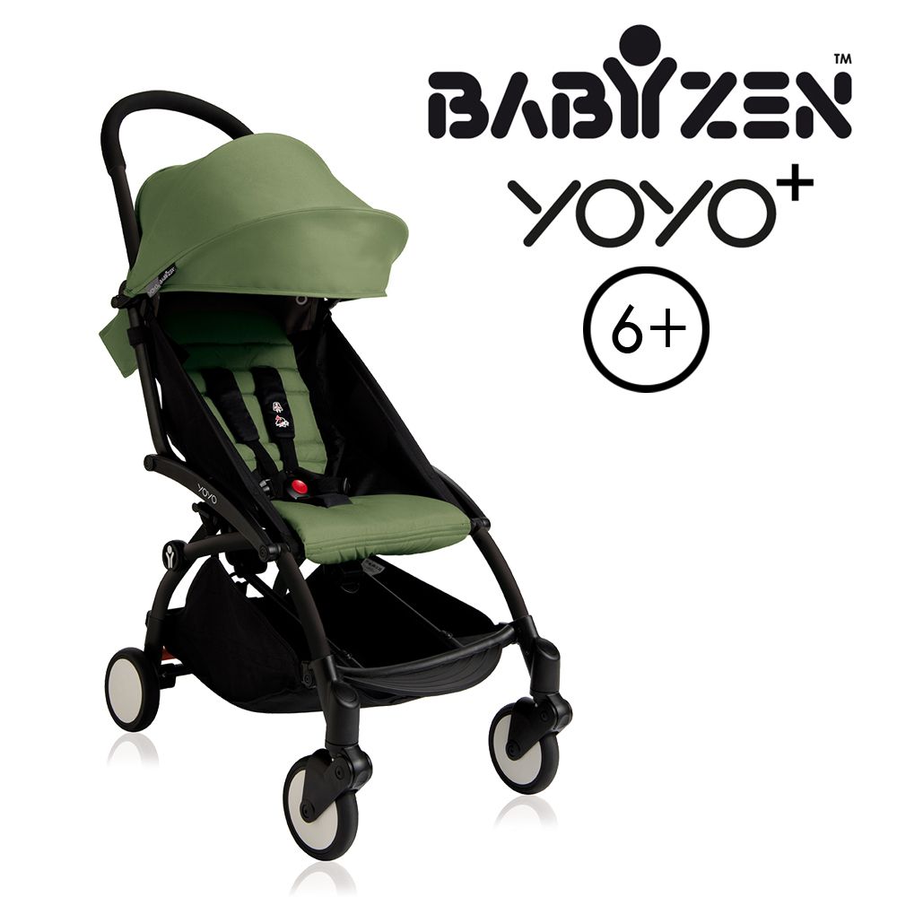 法國BABYZEN YOYO+ - 第三代秒收可登機手推車-黑管-綠-6m+