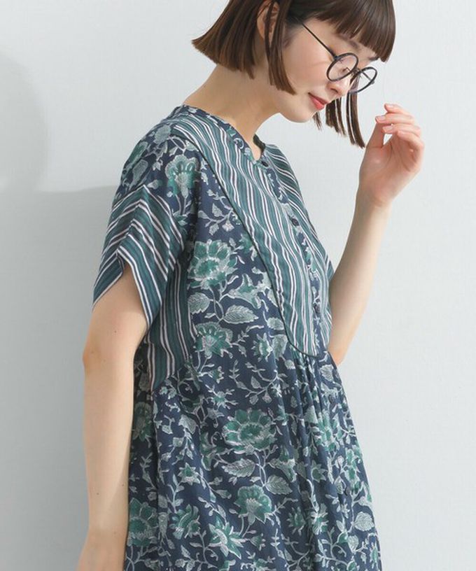 日本 Lupilien - 前後2way 自然風花卉印度棉輕盈洋裝-藍紫