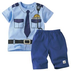 akachan honpo - 短袖家居服-警察-淺藍色