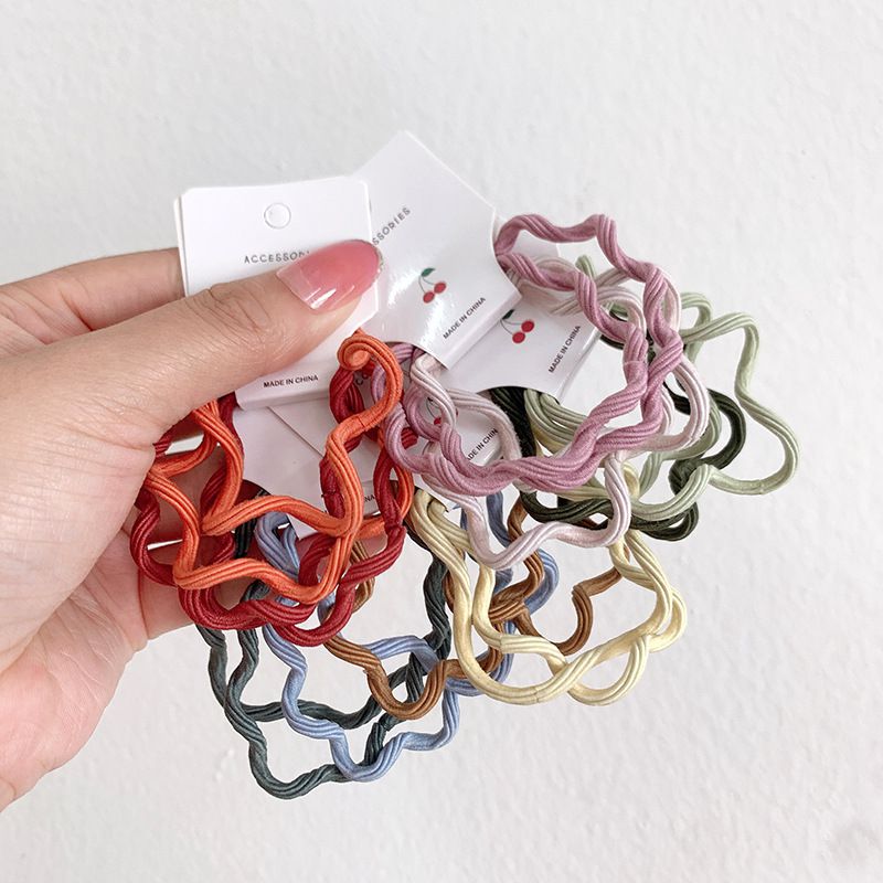 波浪造型兒童髮圈4入組-咖啡色