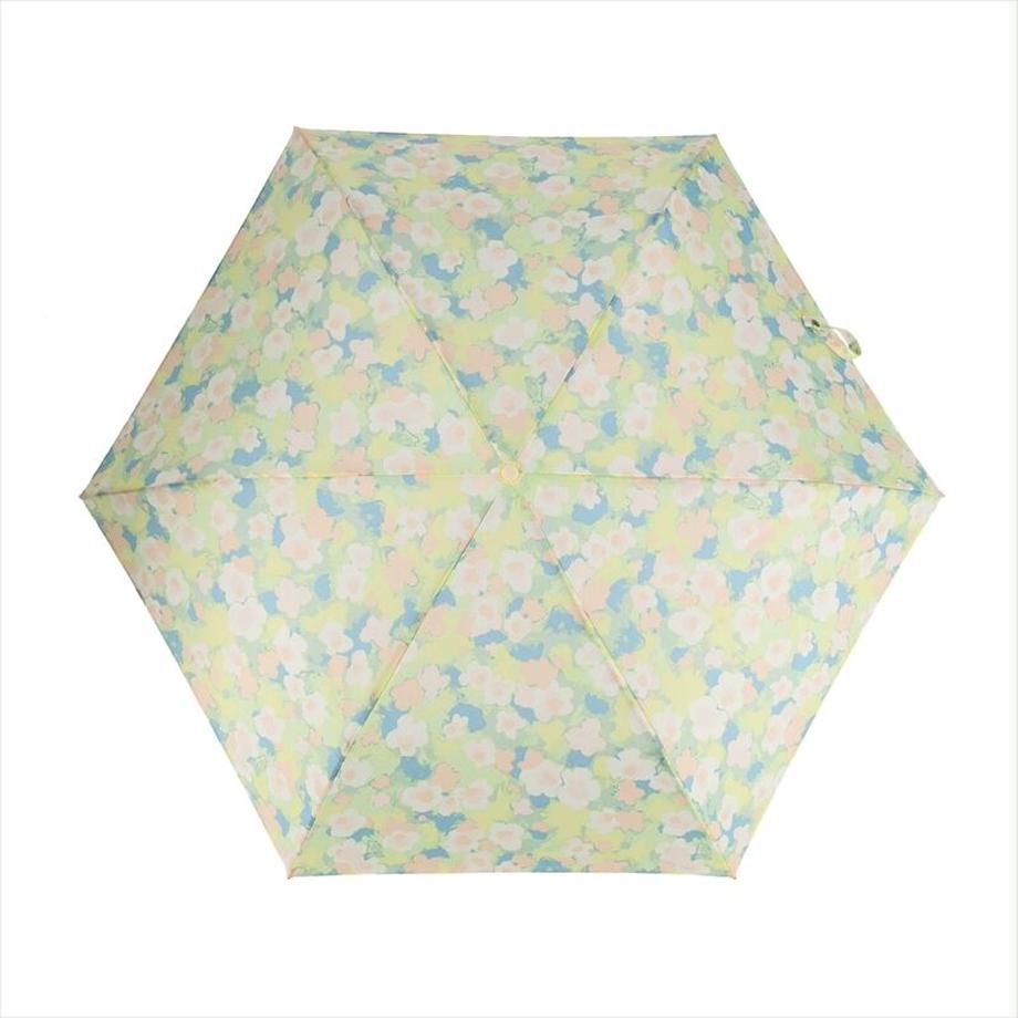 日本 nifty colors - 抗UV輕量 晴雨兩用折疊傘-春日綻放-藍綠 (直徑88cm/158g)
