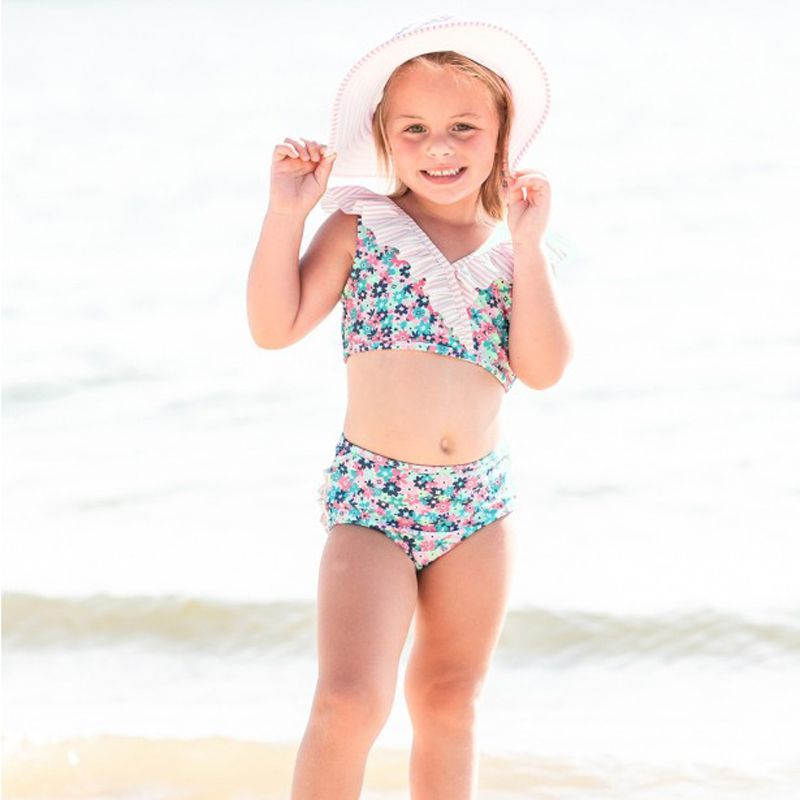 美國 RuffleButts - 小女童UPF 50+防曬比基尼泳裝-甜心萬花筒