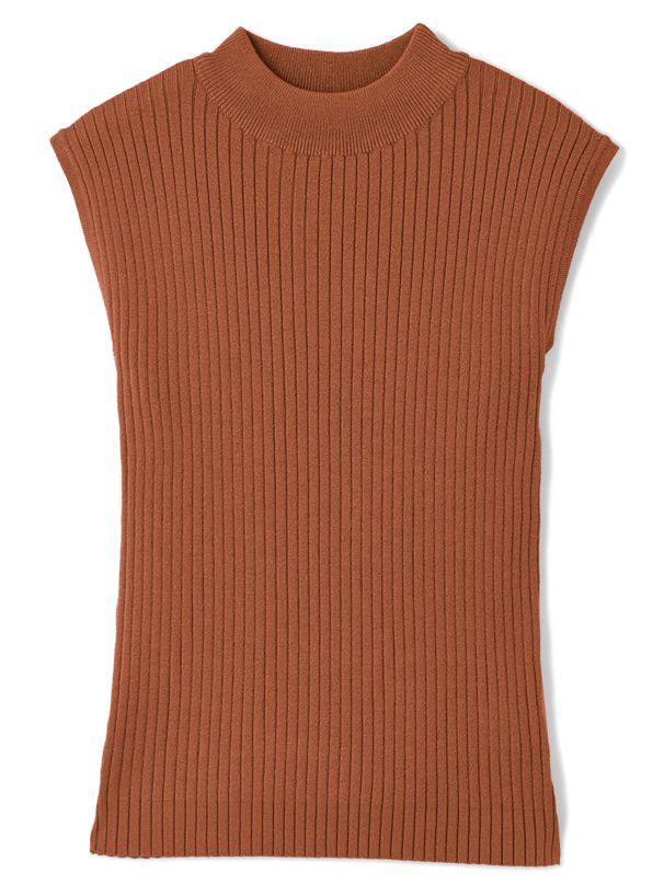 日本 GRL - 圓領百搭彈性無袖上衣-黑