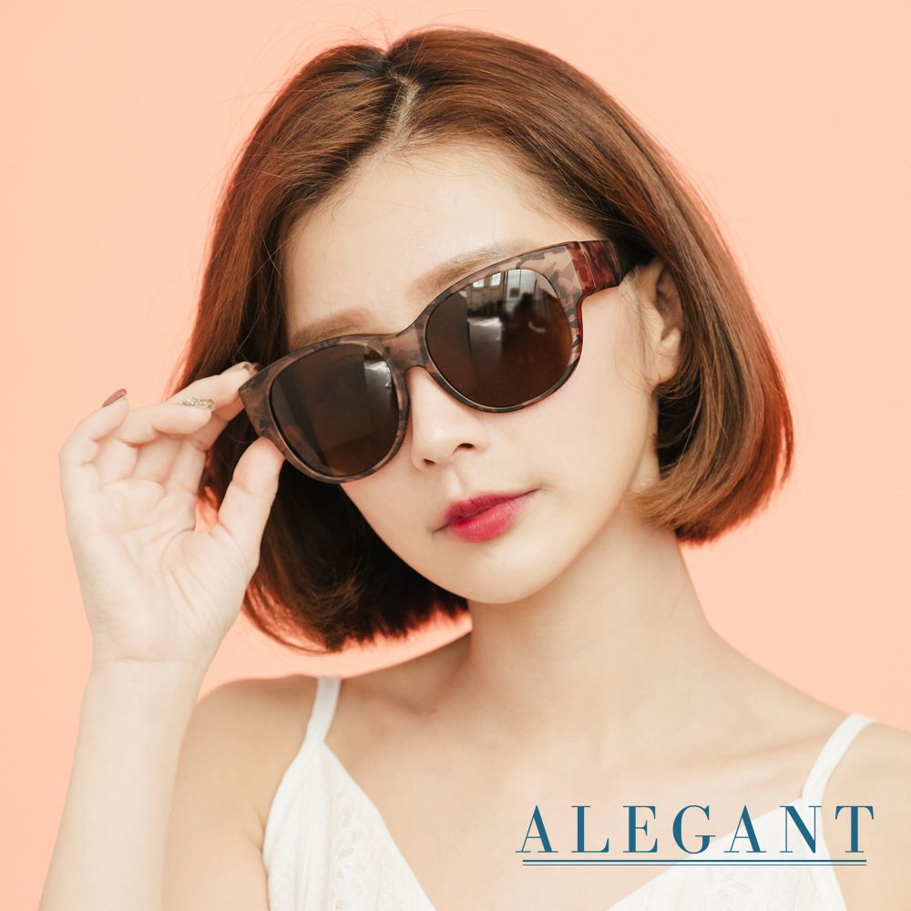 ALEGANT - 經典亞麻棕色豹紋全罩式偏光墨鏡│外掛式UV400太陽眼鏡包覆套鏡│車用太陽眼鏡│近視可戴外掛寶麗來墨鏡