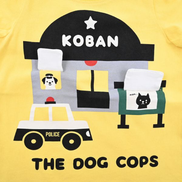 日本 Baby Room - 立體翻翻樂短袖上衣-狗狗警察局-沙杏