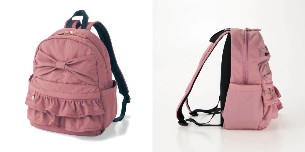 日本千趣會 - 大容量輕量蝴蝶結荷葉後背包/書包-水藍