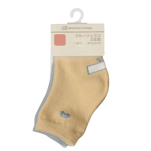 中長襪3雙組-小汽車-淺卡其色 (9~14cm)