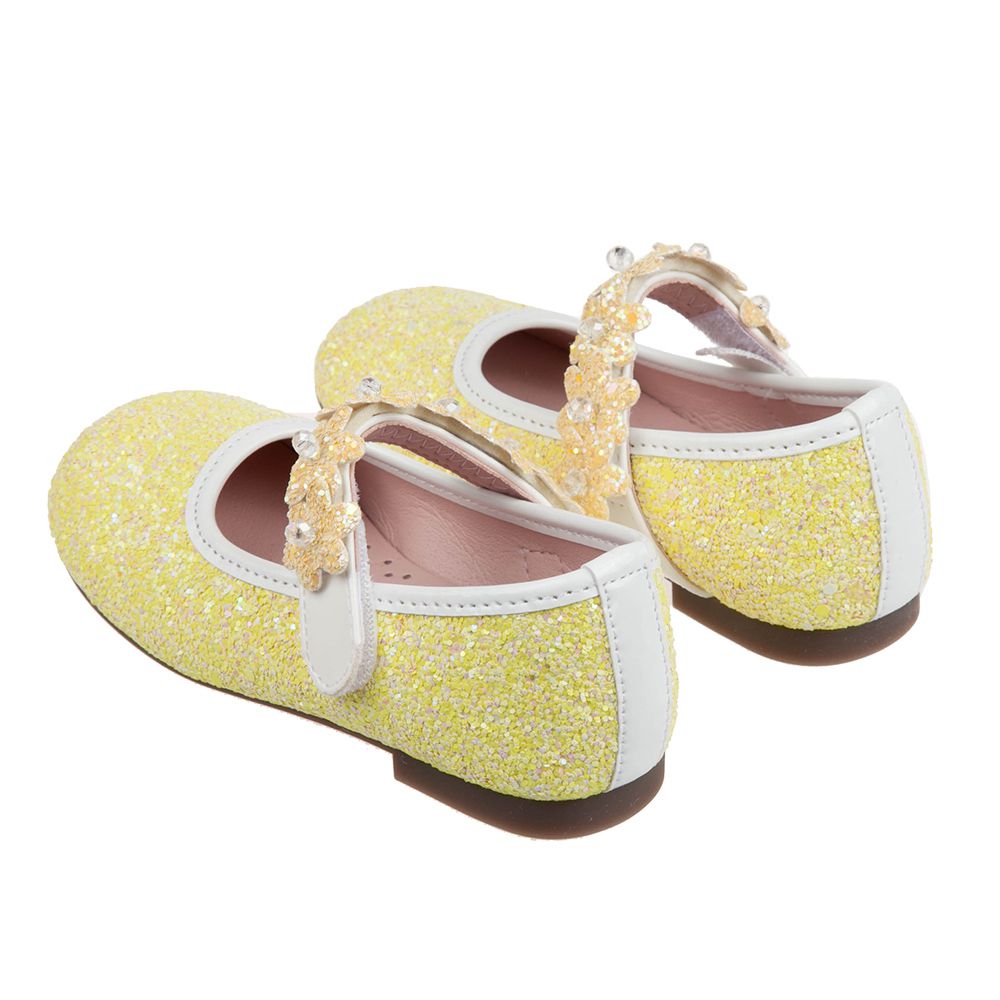 台灣製造 - 閃亮花舞黃色兒童公主鞋