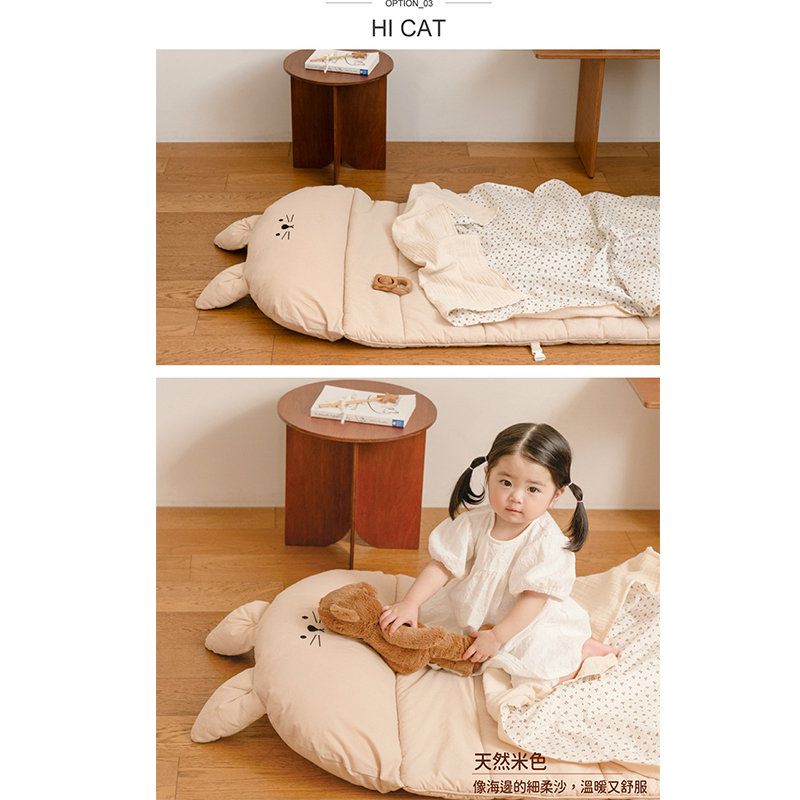 正韓Hello HiZoo - 純手工製純棉柔感便攜式動物兒童睡袋(枕頭+睡墊+被子)-Hi Bunny 兔兔