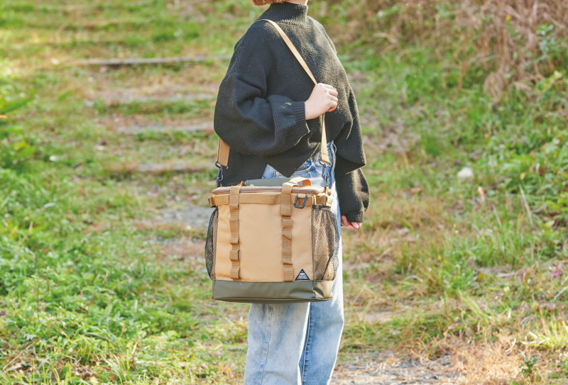 日本 Seto Craft - 露營風 方形保溫保冷提袋/側背包(附隔層*2)-黑 (LL(30x22x30cm))-19L