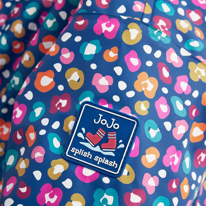 英國 JoJo Maman BeBe - 防雨/防風刷毛外套-彩色豹紋