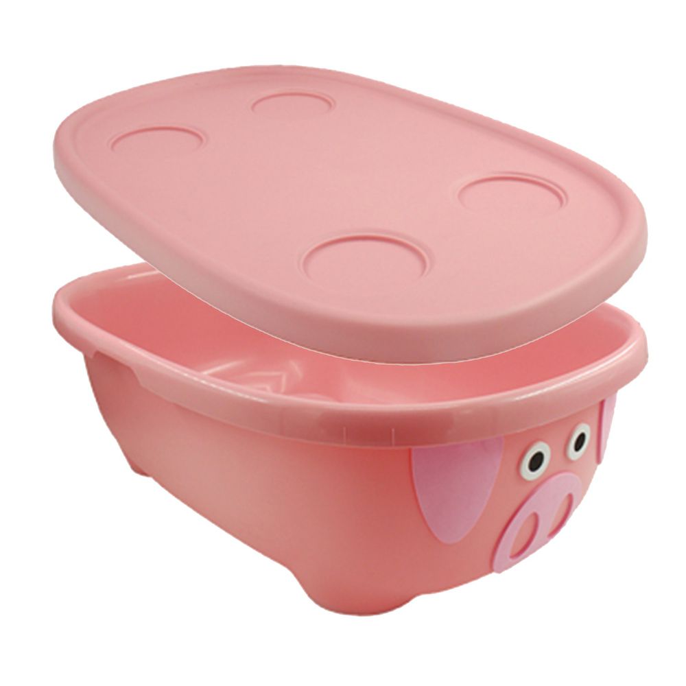 美國PRINCE LIONHEART - 收納箱/浴盆(附蓋及浴網)-小豬-單品