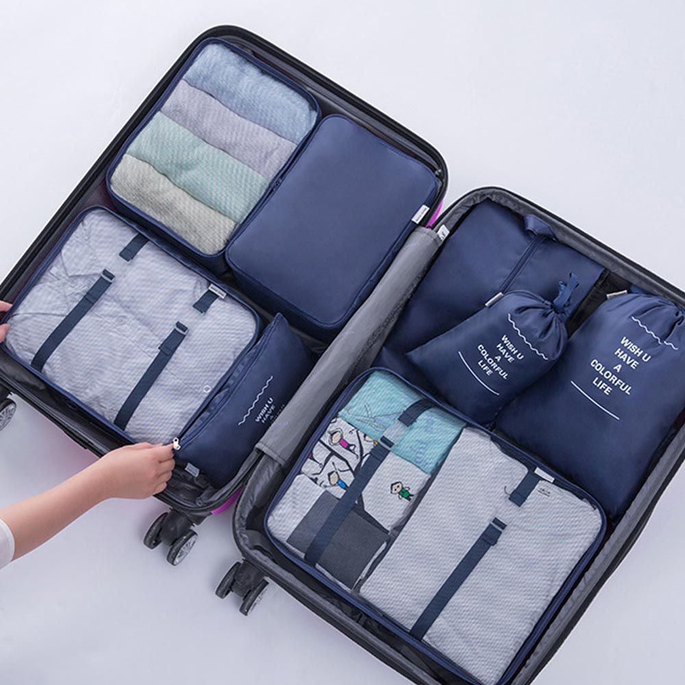 大容量行李分類整理袋-7入組-深藍色