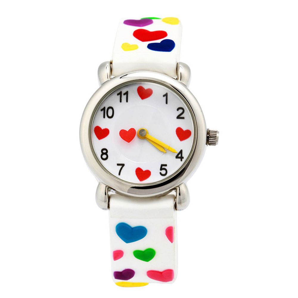 3D立體卡通兒童手錶-經典小圓錶-白色愛心