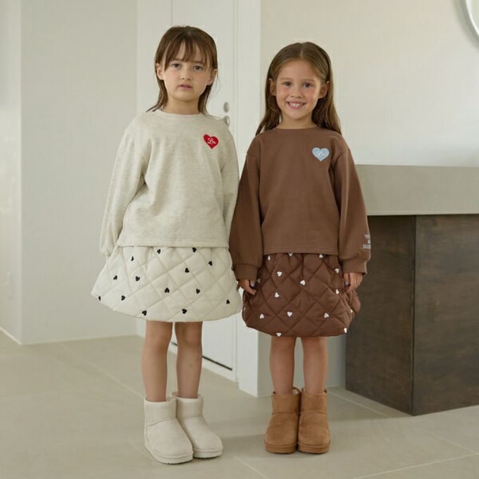 日本 Lycee mine - 滿版愛心俏麗絎縫褲裙-咖啡