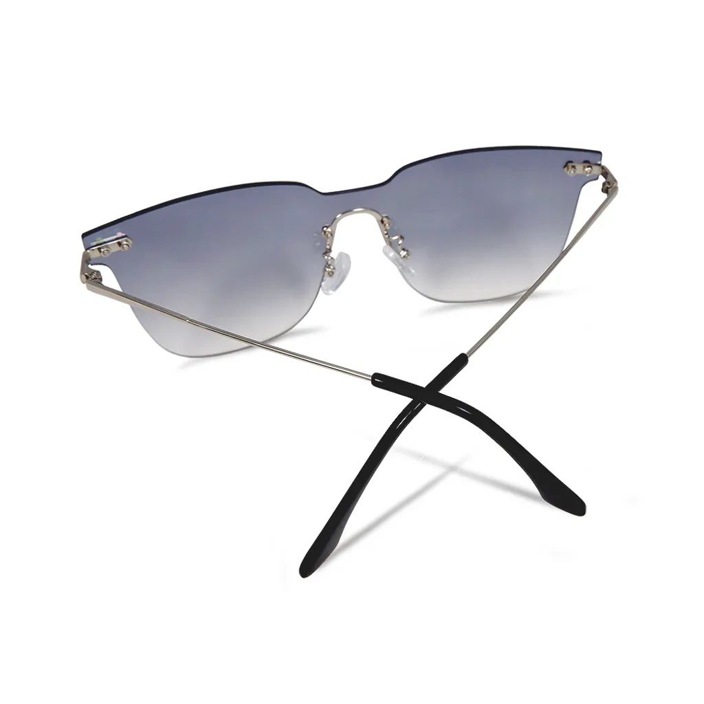 ALEGANT - 眉型無框設計果凍藍漸層墨鏡│UV400太陽眼鏡