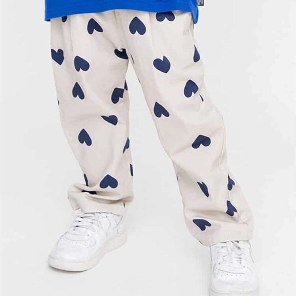 100%棉 品牌經典百搭廚師褲-愛心-白