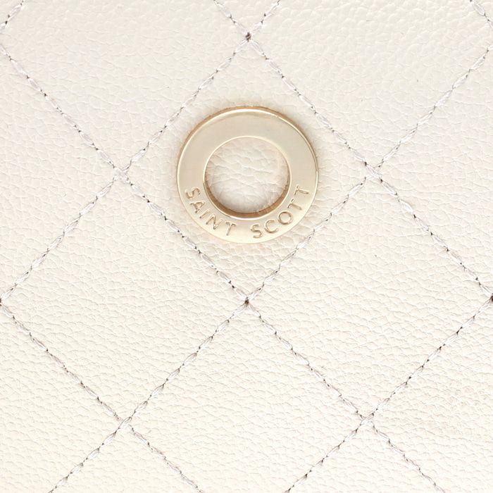 Saint Scott - Michelle金鍊菱紋水桶包-奶油白