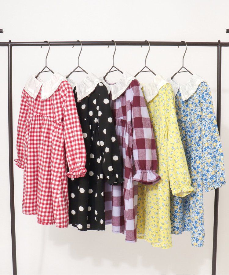 日本 apres les cours - 少女系滿版印花定番長袖洋裝-碎花-暖黃