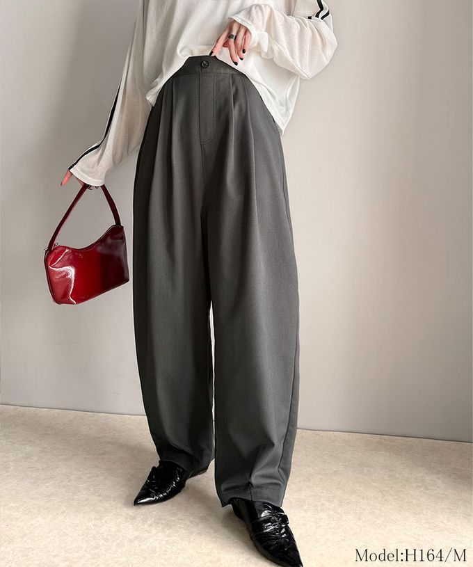 日本 Classical Elf - 時尚摺線俐落感錐形長褲-黑