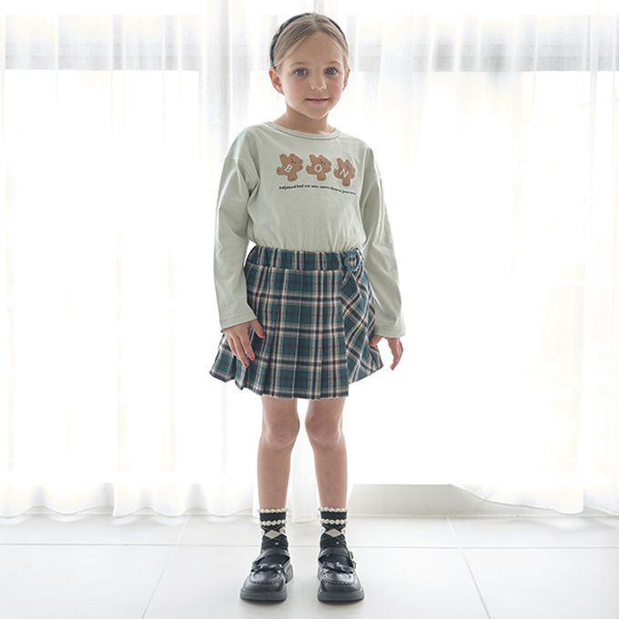 日本 Lycee mine - 純棉不易皺女孩印花長袖上衣-心型-咖啡