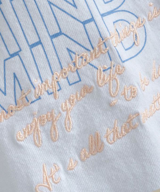 日本 Lupilien - 16OE天竺棉 法式英文標語短袖上衣-淺卡其