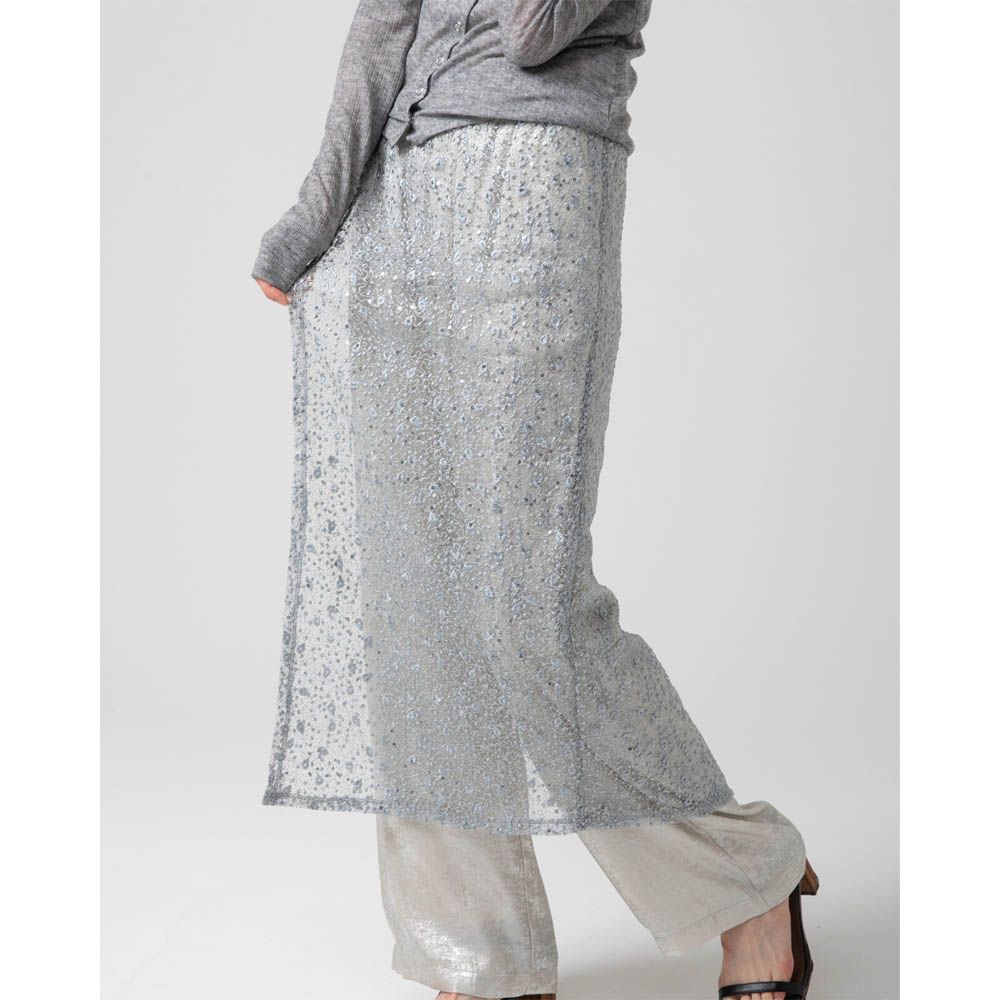 [疊穿高手]閃亮光澤薄紗半片裙-銀