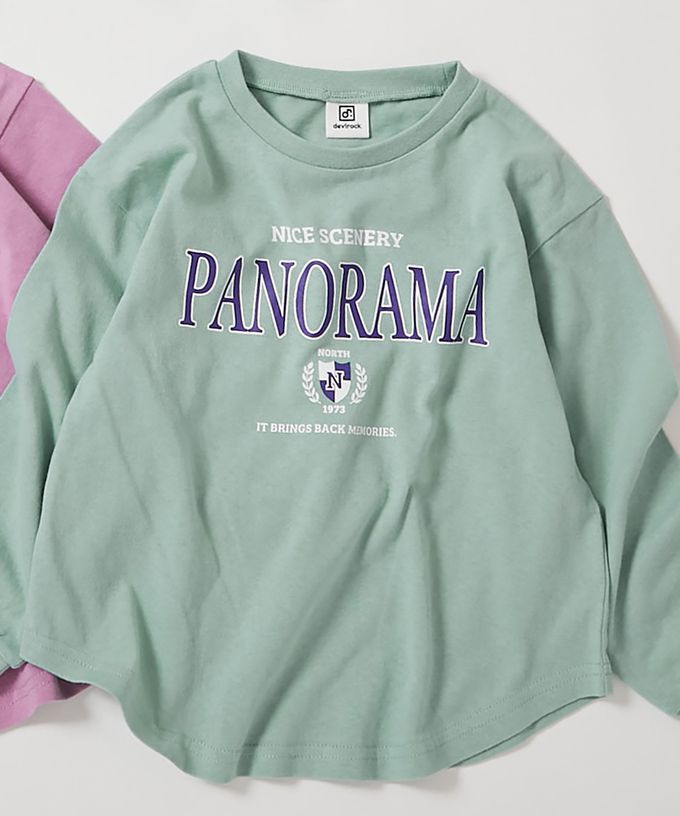 日本 devirock - 100%棉 女孩印花圓弧長袖上衣-鬆餅菜單-白