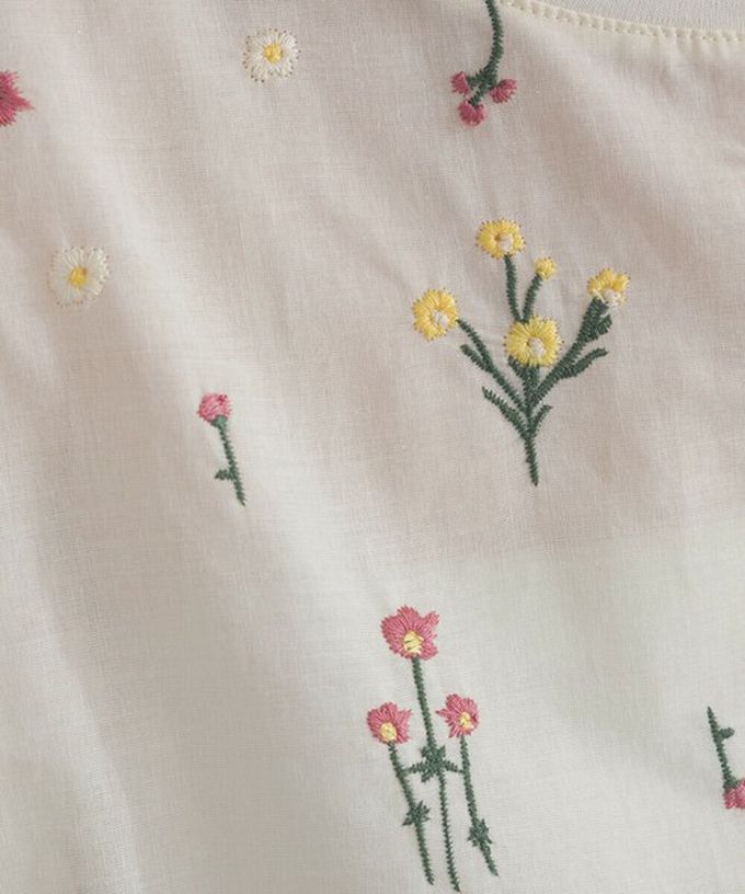 日本 Lupilien - 唯美刺繡舒適棉短袖上衣-星座-米白