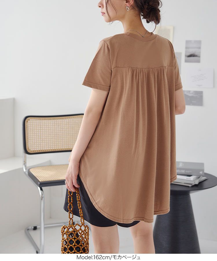 日本 Kobe Lettuce - 圓領柔軟修身短袖上衣-水藍