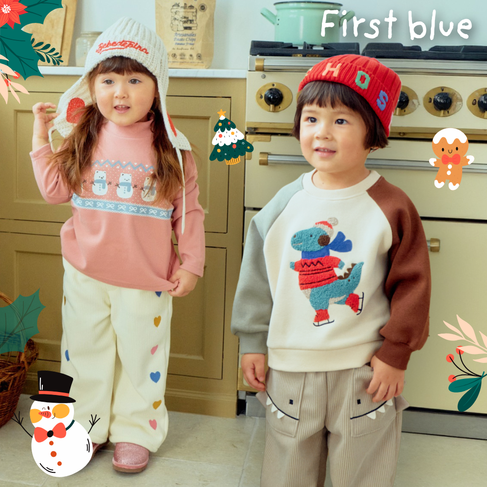 冬裝連線倒數！韓國製【First Blue】吸睛圖樣 ❤︎ 90~137cm 寶貝適穿