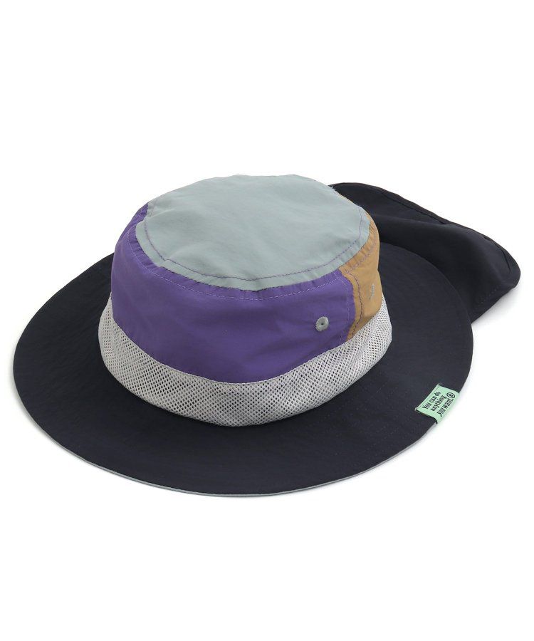 日本 BREEZE - 抗UV 後頸可收納遮陽帽-彩虹色