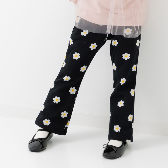 日本 Chil2 - 保暖內刷毛印花喇叭褲-豹紋-米白