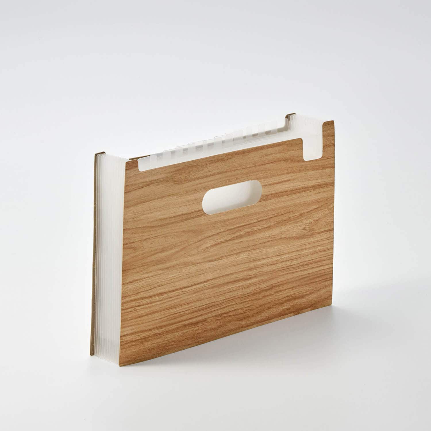 日本千趣會 - 直立式大容量伸縮文件收納盒-平行款-深咖木紋 (33x23.6cm)