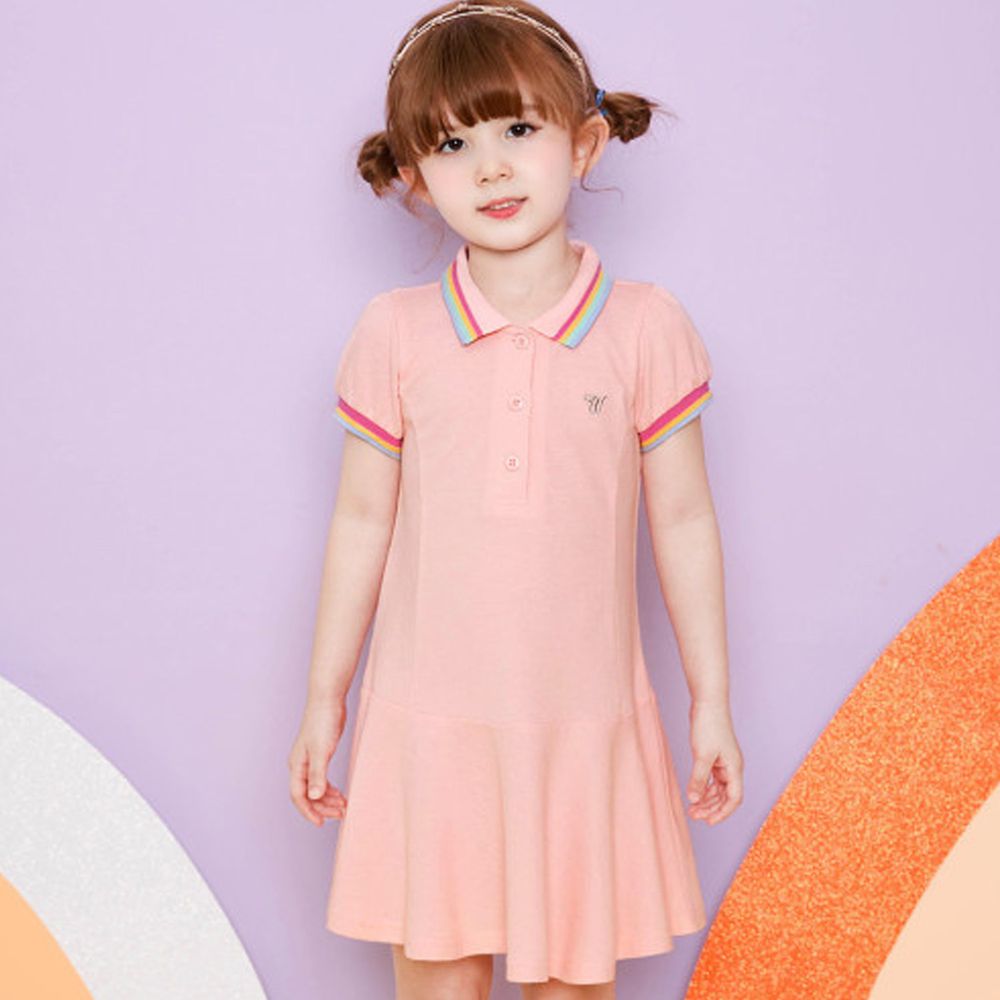 韓國 WALTON kids - 網球風魚尾洋裝-蜜桃粉