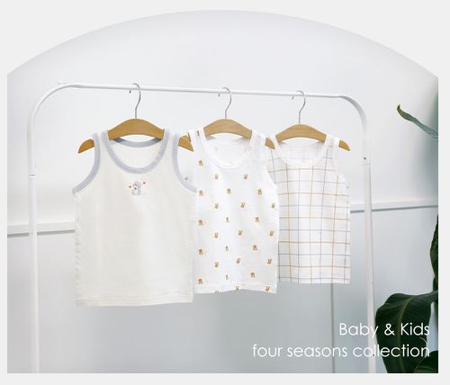 (3入組)男寶無螢光輕柔棉背心-格紋X熊熊