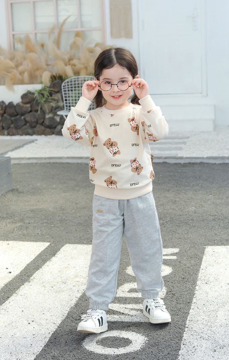 純棉長袖大學T-熊熊